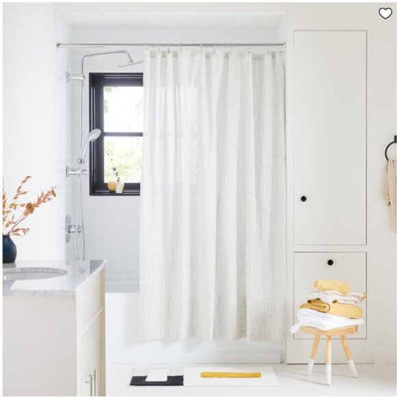 West Elm 100% Cotton Stone Gray Bomu Shower Curtain - Picture 5 of 5